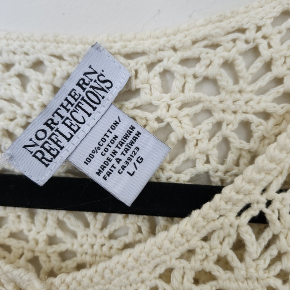 Cream Crocheted 3/4 Sleeve  Cardigan Top - Picture 6 of 8